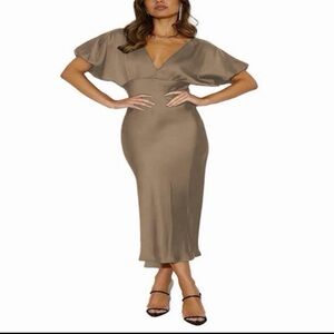 Elegant Tan Maxi Dress for Women